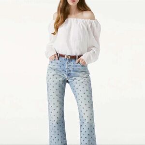 Frame Denim Off-Shoulder White Blouse